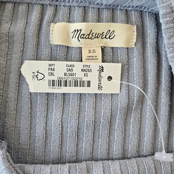 Madewell Ribbed Square-Neck Long-Sleeve Tee Size XS NWT - Picture 5 of 7